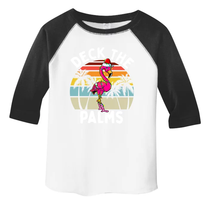 Deck The Palms Christmas Flamingo Tropical Palm Tree Cute Gift Toddler Fine Jersey T-Shirt