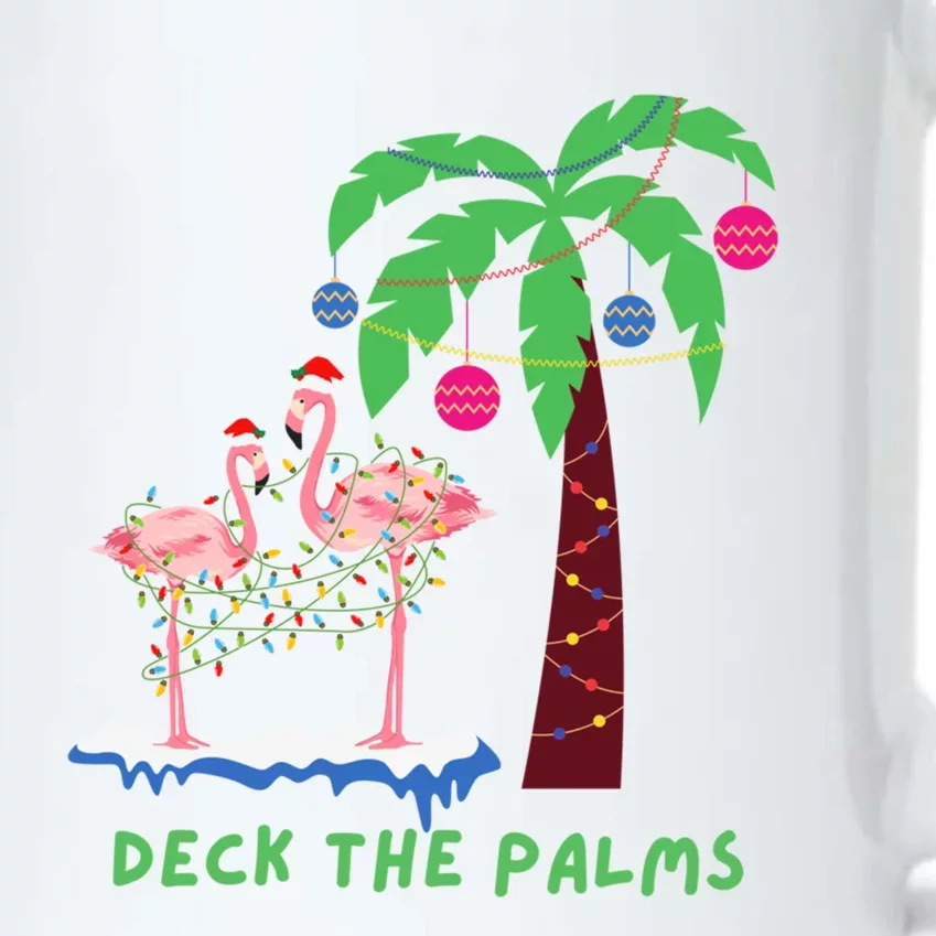 Deck The Palms Christmas Flamingos Cool Gift Black Color Changing Mug