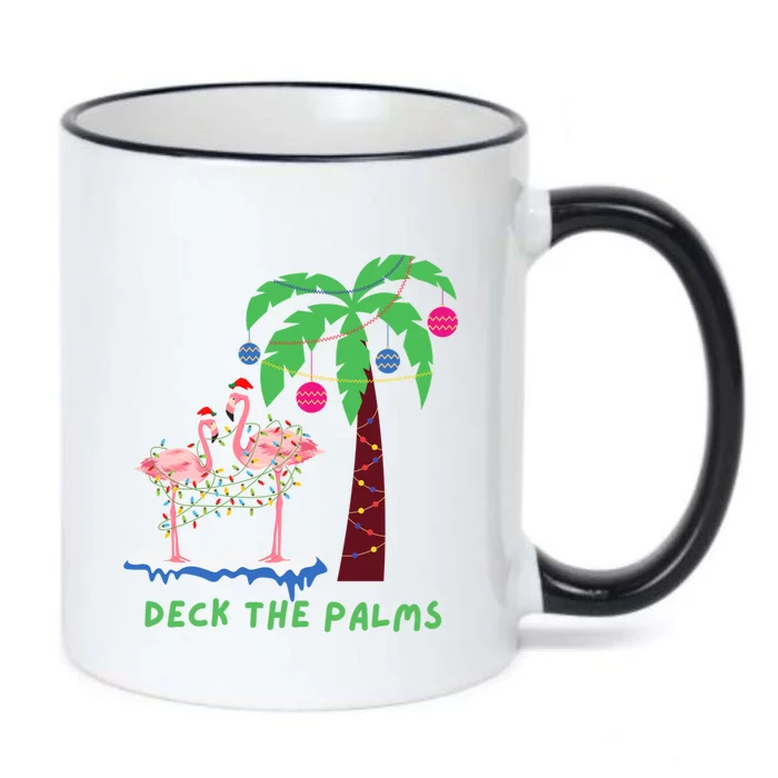 Deck The Palms Christmas Flamingos Cool Gift Black Color Changing Mug