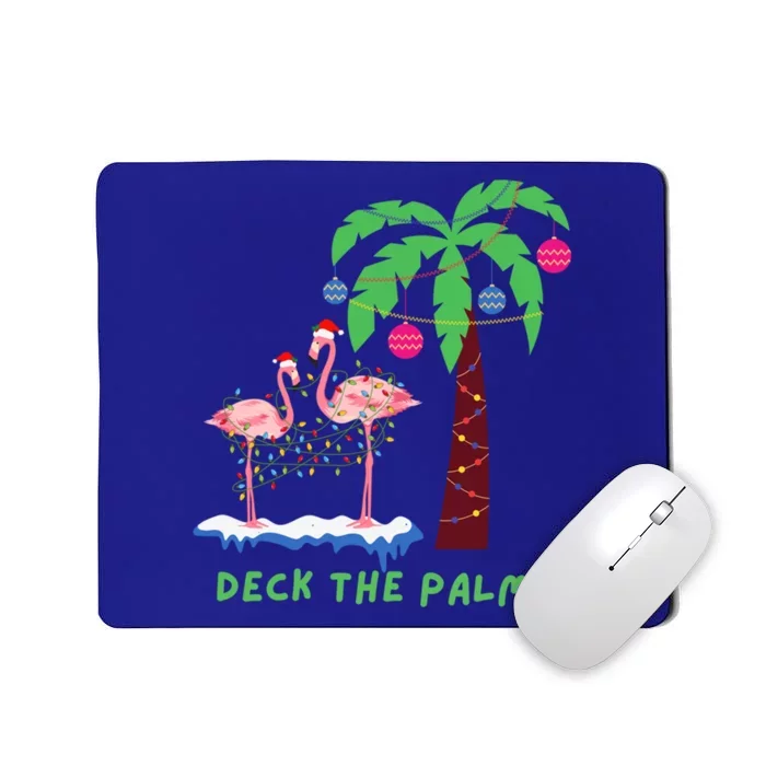 Deck The Palms Christmas Flamingos Cool Gift Mousepad