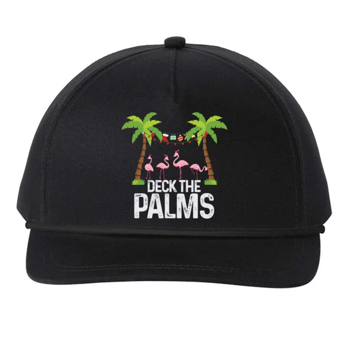 Deck The Palms Flamingo Christmas Light Christmas Gift Snapback Five-Panel Rope Hat