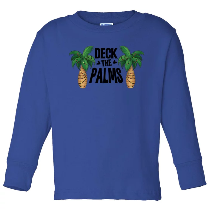 Deck The Palms Christmas Palm Tree Xmas Tropical Hawaii Gift Toddler Long Sleeve Shirt