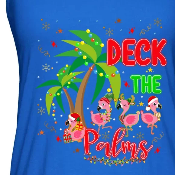 Deck The Palms Christmas Tropical Holiday Hawaii Group Match Cute Gift Ladies Essential Flowy Tank