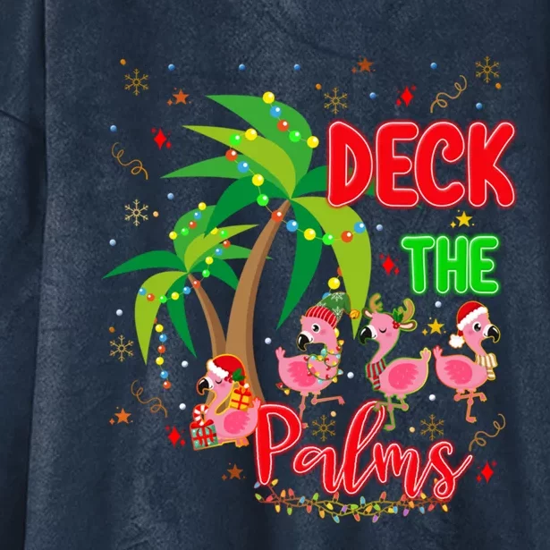 Deck The Palms Christmas Tropical Holiday Hawaii Group Match Cute Gift Hooded Wearable Blanket