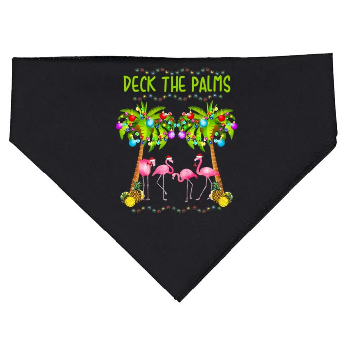 Deck The Palms Merry Flamingo Christmas USA-Made Doggie Bandana