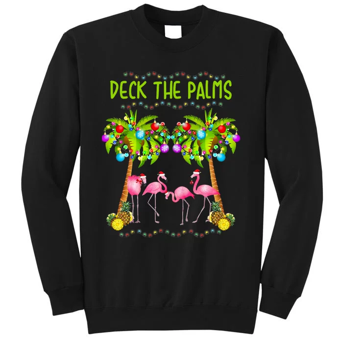 Deck The Palms Merry Flamingo Christmas Sweatshirt