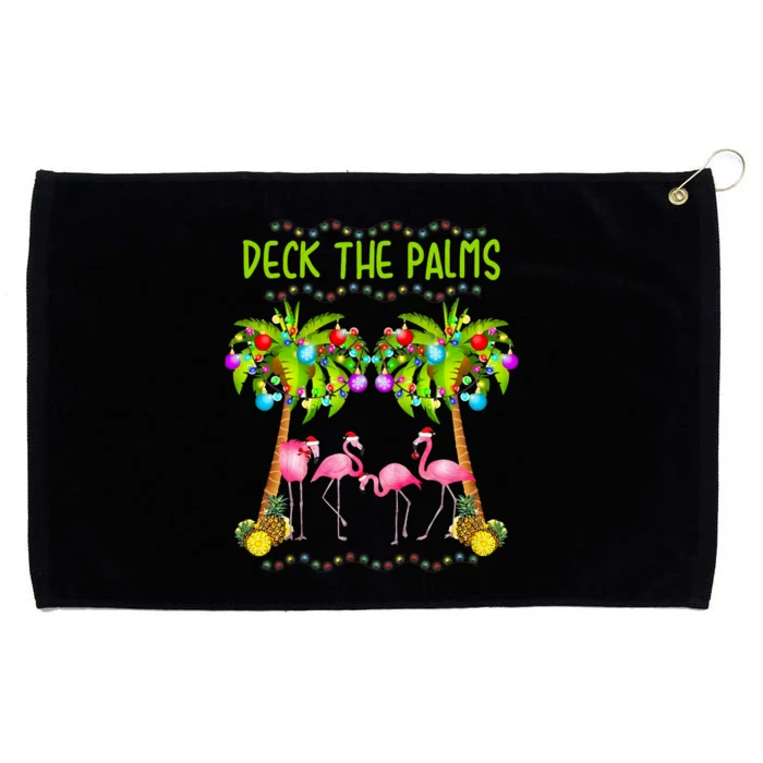 Deck The Palms Merry Flamingo Christmas Grommeted Golf Towel