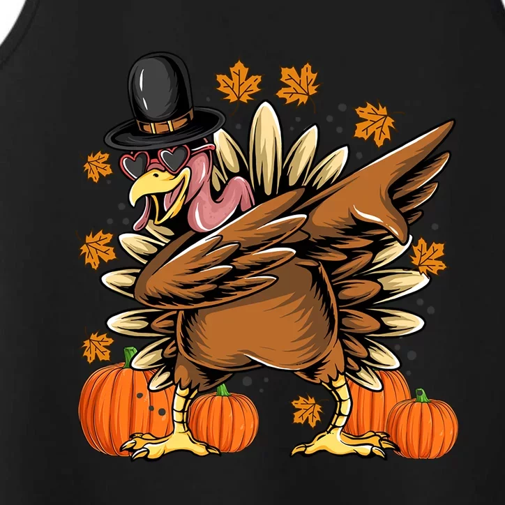 Dabbing Turkey Pilgrim Thanksgiving Day Great Gift Performance Tank