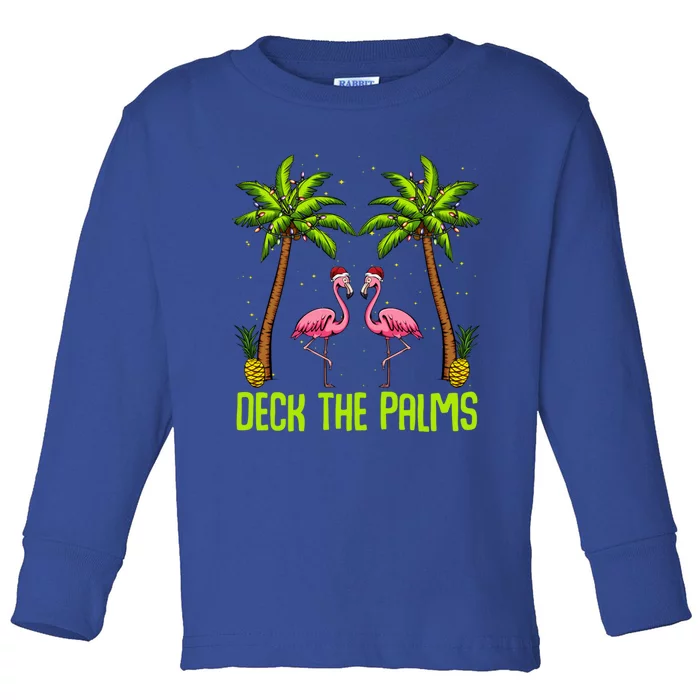 Deck The Palms Flamingo Christmas Tree Animal Bird Lover Gift Toddler Long Sleeve Shirt