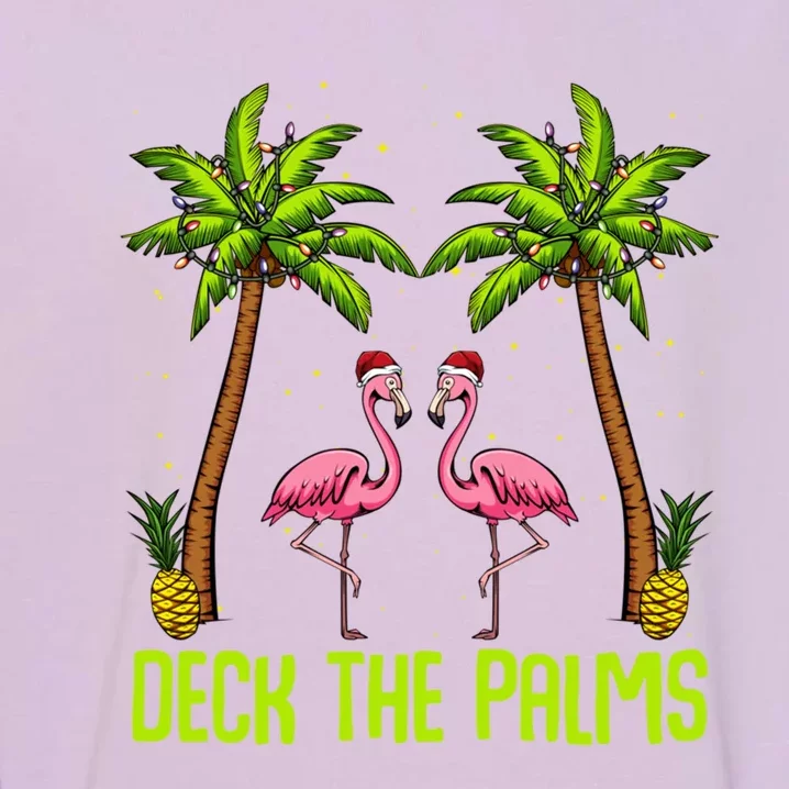 Deck The Palms Flamingo Christmas Tree Animal Bird Lover Gift Garment-Dyed Sweatshirt