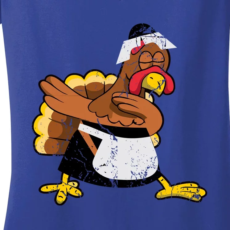 Dabbing Turkey Pilgrim Funny Thanksgiving Gift Gift Women's V-Neck T-Shirt