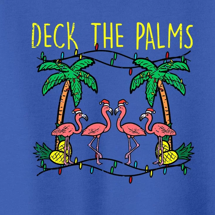 Deck The Palms Flamingo Funny Xmas Tropical Christmas Cool Gift Toddler T-Shirt