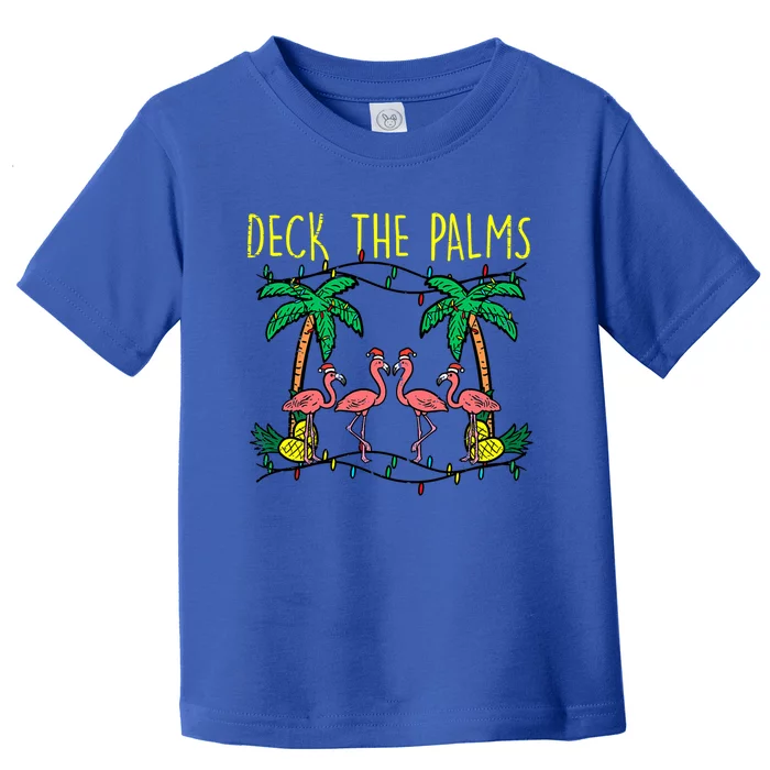 Deck The Palms Flamingo Funny Xmas Tropical Christmas Cool Gift Toddler T-Shirt