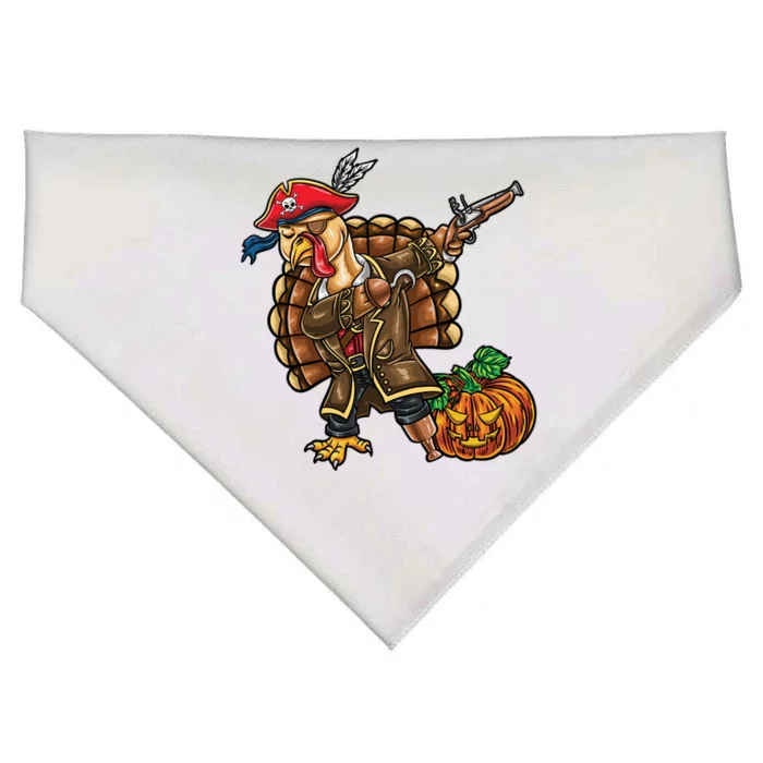 Dabbing Turkey Pirate Pumpkin Thanksgiving Gift USA-Made Doggie Bandana