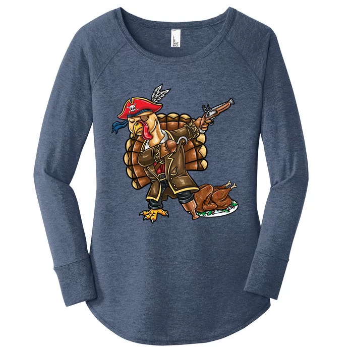 Dabbing Turkey Pirate Turkey Thanksgiving Gift Women's Perfect Tri Tunic Long Sleeve Shirt