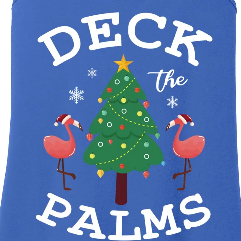 Deck The Palms Flamingo Lover Christmas Holiday Season Gift Ladies Essential Tank