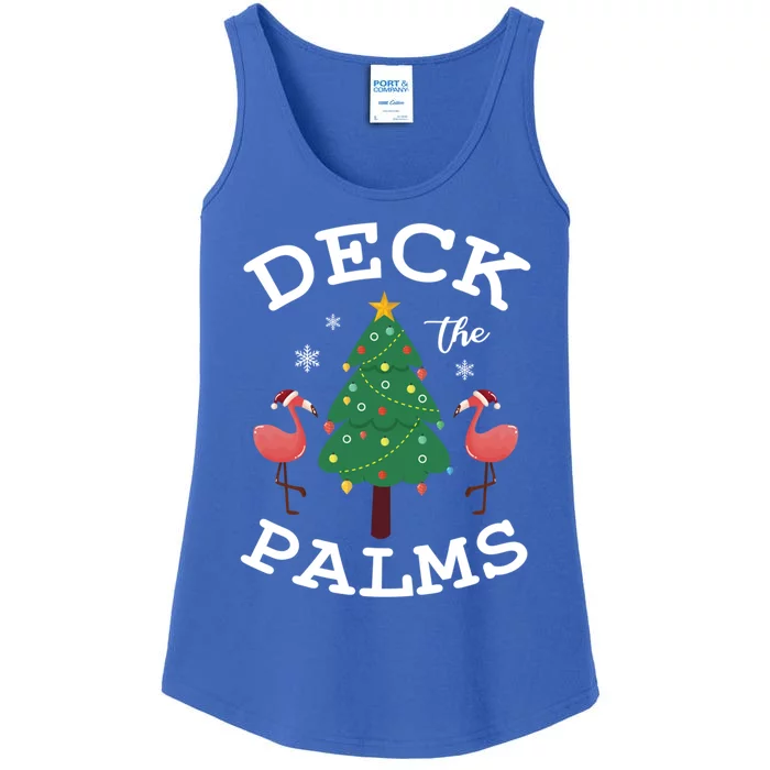 Deck The Palms Flamingo Lover Christmas Holiday Season Gift Ladies Essential Tank