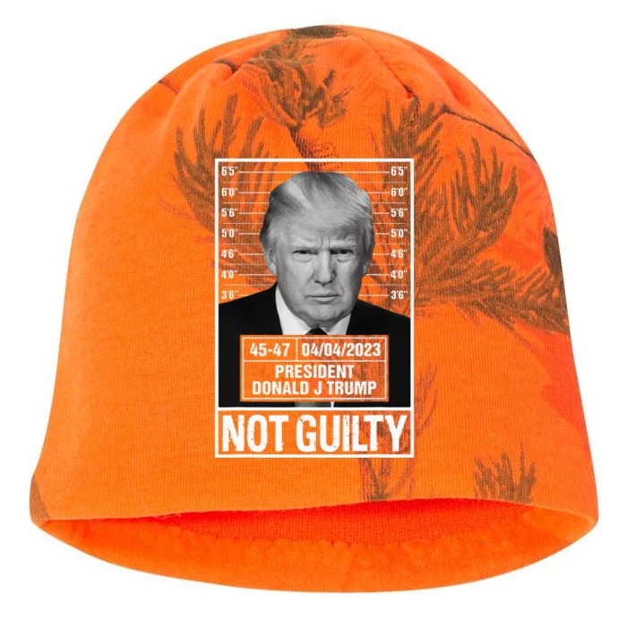 Donald Trump Police Mugshot Photo Not Guilty 4547 President Kati - Camo Knit Beanie