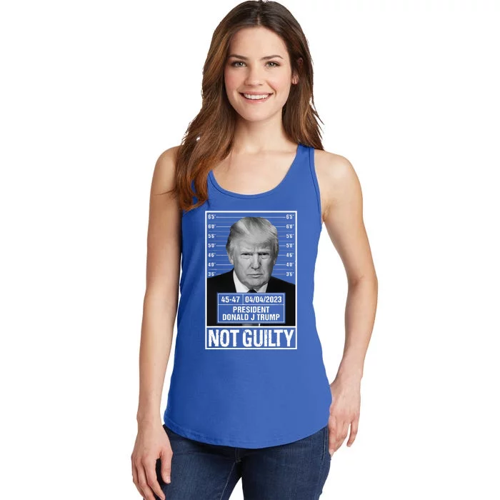 Donald Trump Police Mugshot Photo Not Guilty 4547 President Ladies Essential Tank