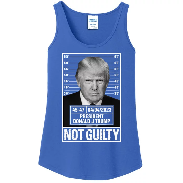 Donald Trump Police Mugshot Photo Not Guilty 4547 President Ladies Essential Tank