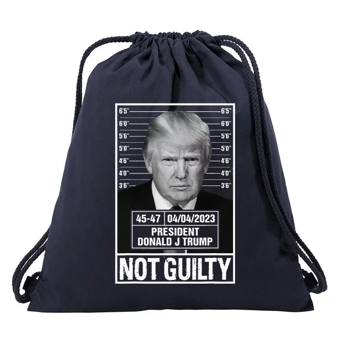 Donald Trump Police Mugshot Photo Not Guilty 4547 President Drawstring Bag