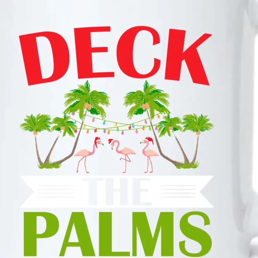 Deck The Palms Flamingo Lover Merry Xmas Christmas Day Gift Black Color Changing Mug