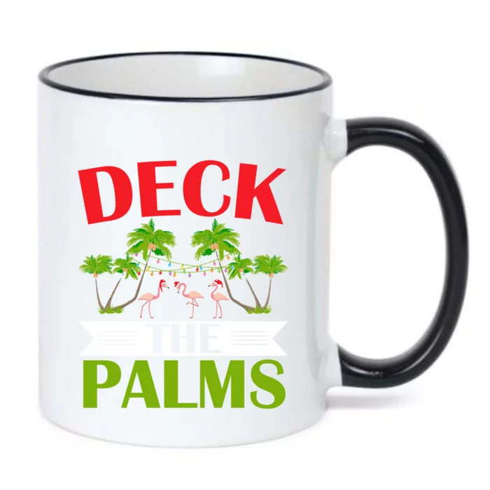 Deck The Palms Flamingo Lover Merry Xmas Christmas Day Gift Black Color Changing Mug