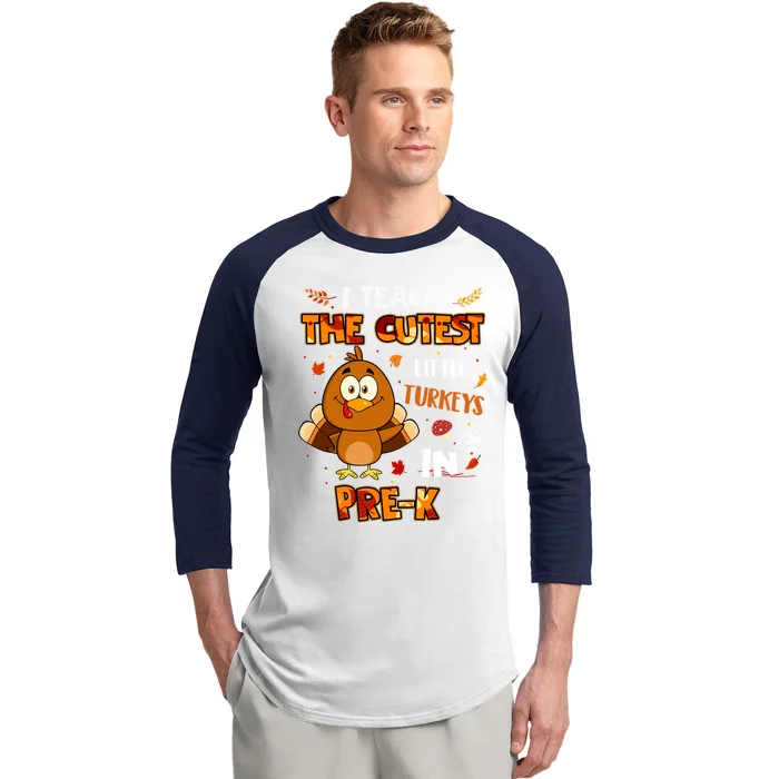 Dabbing Turkey PreK Teacher Thanksgiving Pajamas Cute Gift Baseball Sleeve Shirt