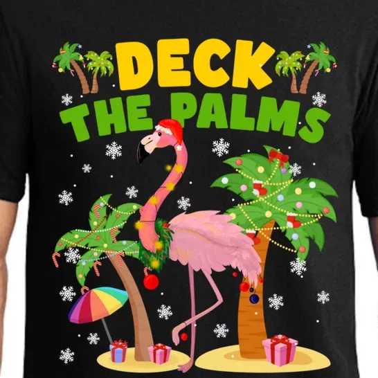 Deck The Palms Flamingo Mele Kalikimaka Hawaiian Christmas Cute Gift Pajama Set