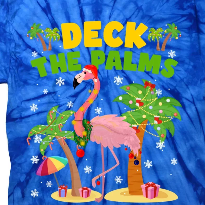 Deck The Palms Flamingo Mele Kalikimaka Hawaiian Christmas Cute Gift Tie-Dye T-Shirt