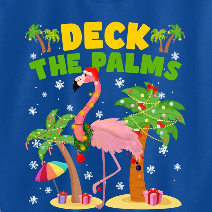 Deck The Palms Flamingo Mele Kalikimaka Hawaiian Christmas Cute Gift Kids Sweatshirt