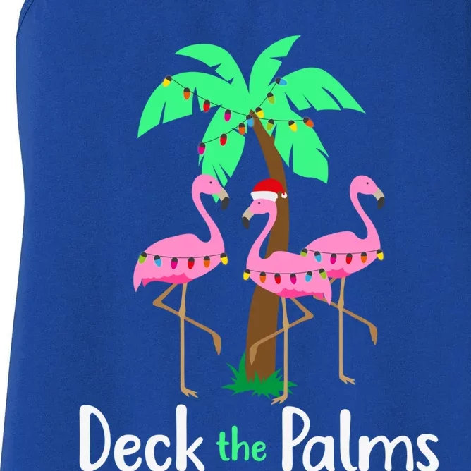 Deck The Palm Trees Flamingo Christmas Holiday Funny Great Gift Women's Racerback Tank