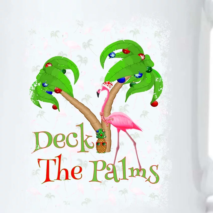 Deck The Palms Beach Christmas Flamingo Gift Black Color Changing Mug