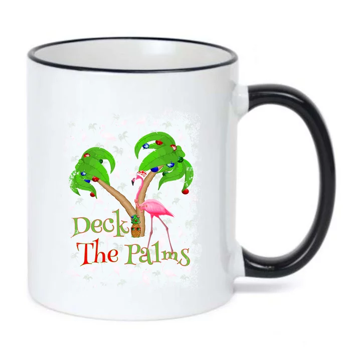 Deck The Palms Beach Christmas Flamingo Gift Black Color Changing Mug