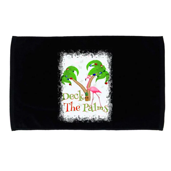 Deck The Palms Beach Christmas Flamingo Gift Microfiber Hand Towel