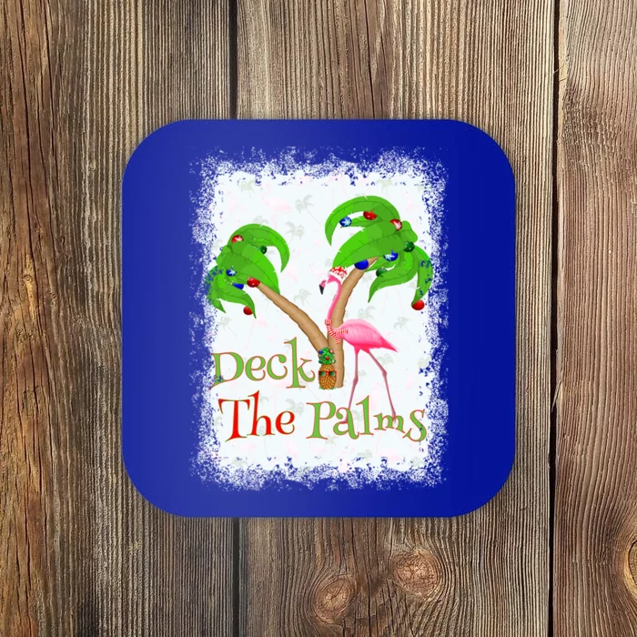 Deck The Palms Beach Christmas Flamingo Gift Coaster