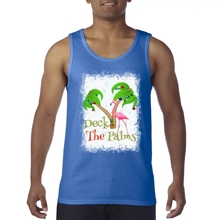 Deck The Palms Beach Christmas Flamingo Gift Tank Top