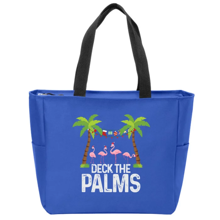 Deck The Palms Flamingo Christmas Light Christmas Gift Zip Tote Bag