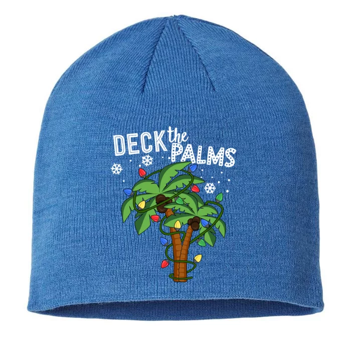 Deck The Palms Hawaii Christmas Palm Tree Lights Gift 8 1/2in Sustainable Knit Beanie