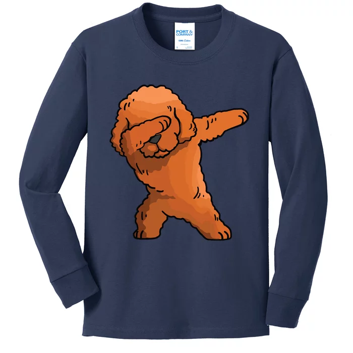 Dabbing Toy Poodle Dab Dance Funny Dog Gift Kids Long Sleeve Shirt