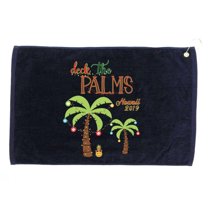 Deck The Palms Hawaii Christmas2019 Family Vacation Gift Grommeted Golf Towel