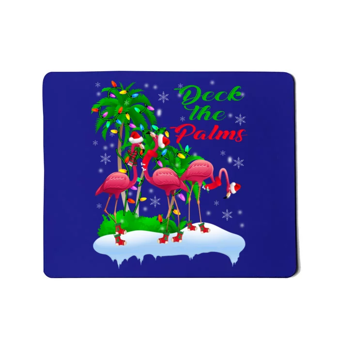 Deck The Palms Merry Christmas Lights Flamingo Santa Hat Cute Gift Mousepad