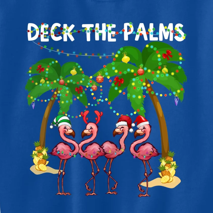 Deck The Palms Merry Flamingo Christmas Funny Gift Great Gift Kids Sweatshirt