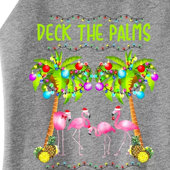 Deck The Palms Merry Flamingo Christmas Palm Tree Funny Xmas Cute Gift Women’s Perfect Tri Rocker Tank