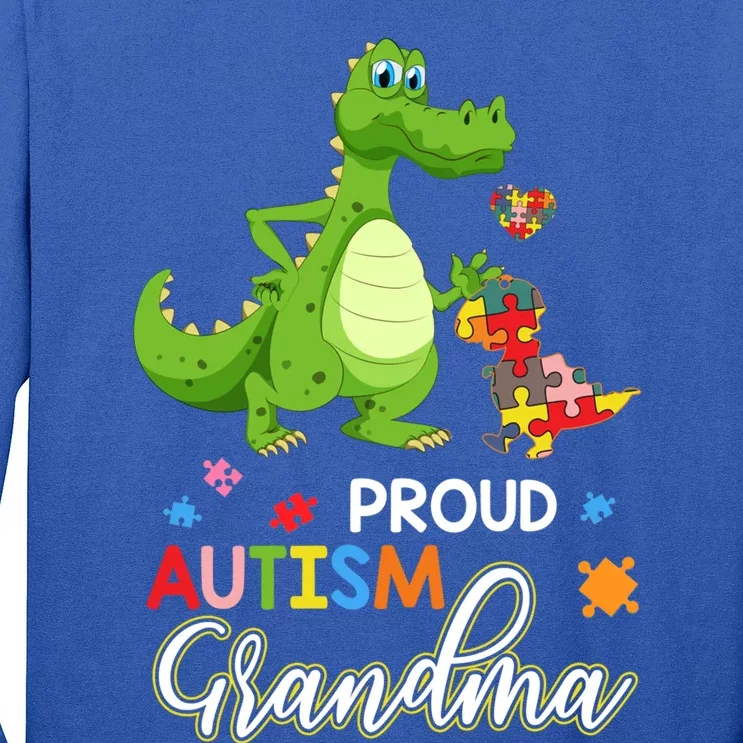 Dinosaur Tgiftrex Proud Autism Grandma Puzzle Autism Awareness Great Gift Long Sleeve Shirt