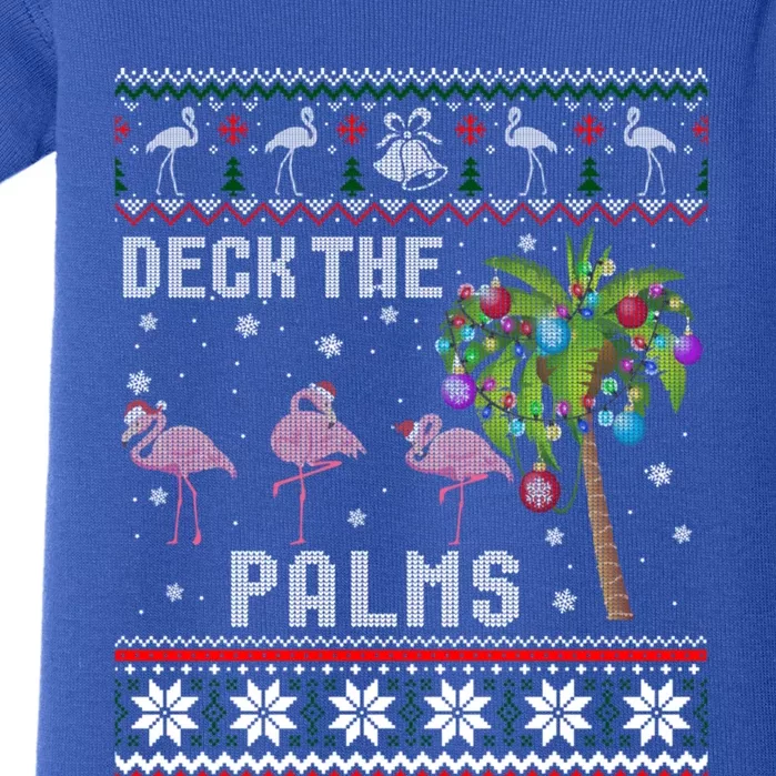 Deck The Palms Merry Flamingo Christmas Funny Ugly Sweater Gift Baby Bodysuit