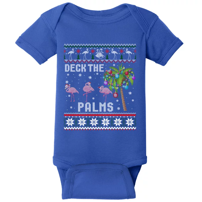 Deck The Palms Merry Flamingo Christmas Funny Ugly Sweater Gift Baby Bodysuit