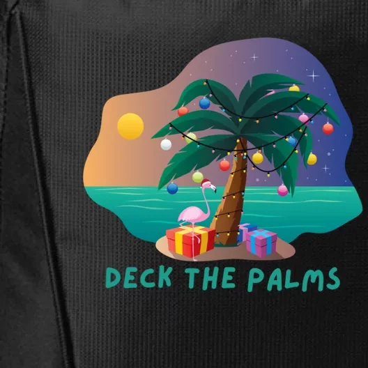 Deck The Palms Merry Flamingo Christmas Gift City Backpack