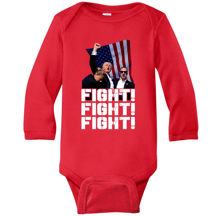 Donald Trump Photo After The Shooting At His Rally Baby Long Sleeve Bodysuit