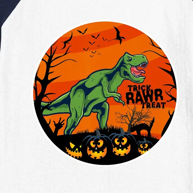 Dinosaur TRex Pumpkin Trick Rawr Treat Halloween Costume Funny Gift Baseball Sleeve Shirt